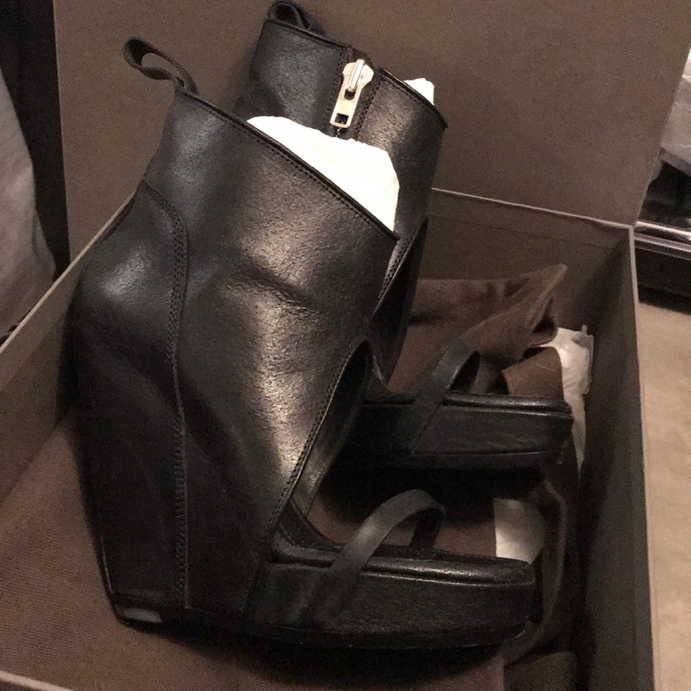 9/10 Rick Owens Covered sandal wedge heels